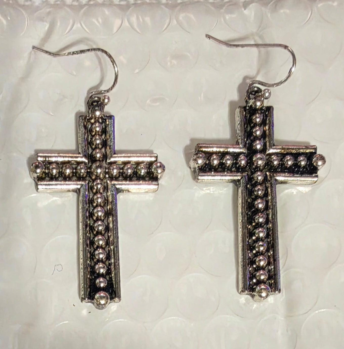 Roman Cross earrings, plain balls