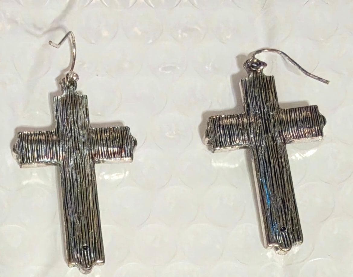 Roman Cross earrings, plain balls